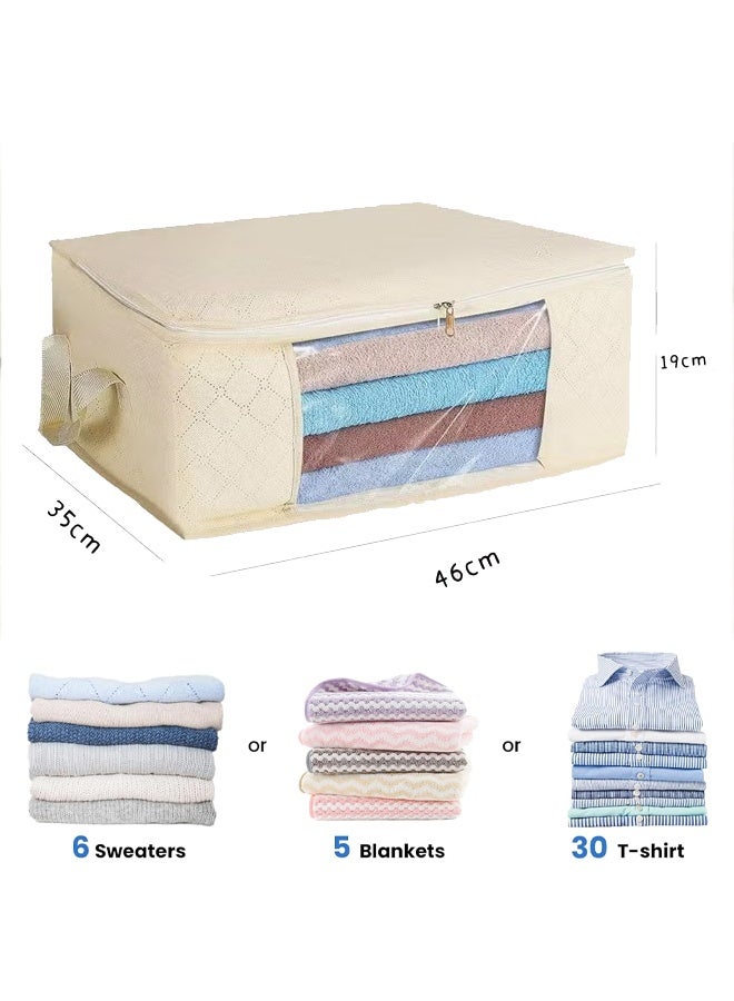 90 L Large Storage Bags, 3 Pack Clothes Storage Bins Foldable Closet Organizers Storage Containers with Reinforced Handle for Clothing, Blanket, Comforters, Bed Sheets, Pillows and Toys (Beige) - Image 3