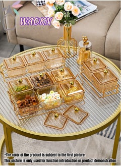 WAOKN Dried Fruit Tray Storage Plate Set Multifunctional Candy Storage Box Snacks Storage Box with Lid Food Fruit Storage Box Dry Fruit Container Nuts Platter Nuts Storage 3 Box and 1 Plate  - Image 3