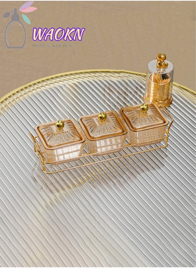 WAOKN - Dried Fruit Tray Storage Plate Set Multifunctional Candy Storage Box Snacks Storage Box with Lid Food Fruit Storage Box Dry Fruit Container Nuts Platter Nuts Storage 3 Box and 1 Plate - Image 1