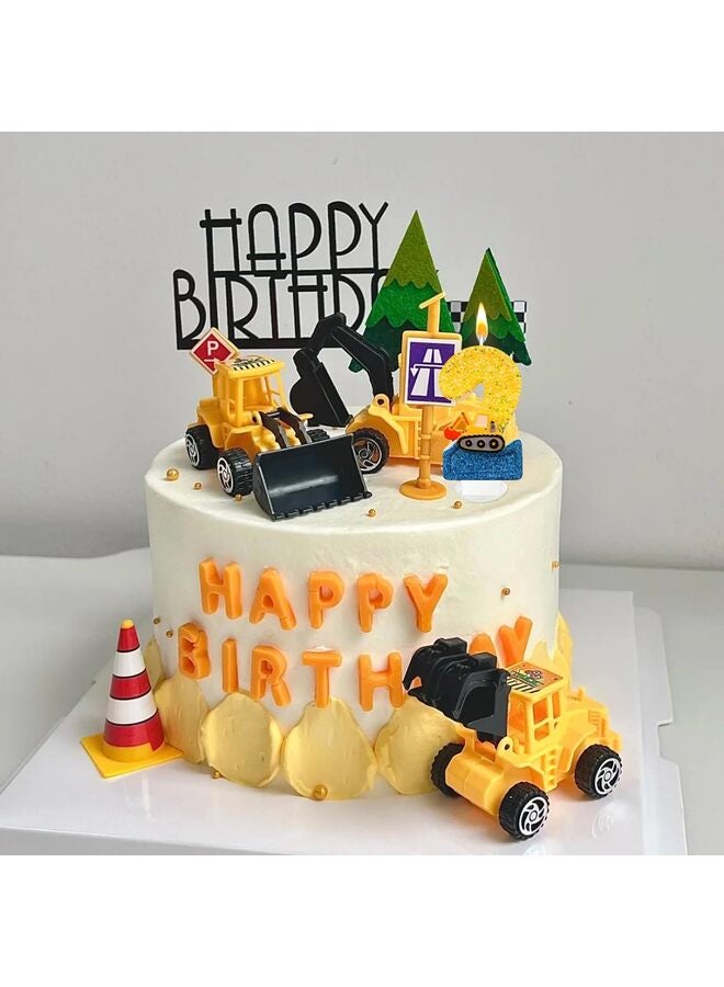 شموع عيد ميلاد على شكل حفارة، أرقام؟ شموع عيد ميلاد على شكل رقم ٢؟ ديكورات حفلات بناء صفراء وزرقاء، ديكورات عيد ميلاد على شكل حفارة للاحتفال بالحفلات - Image 5