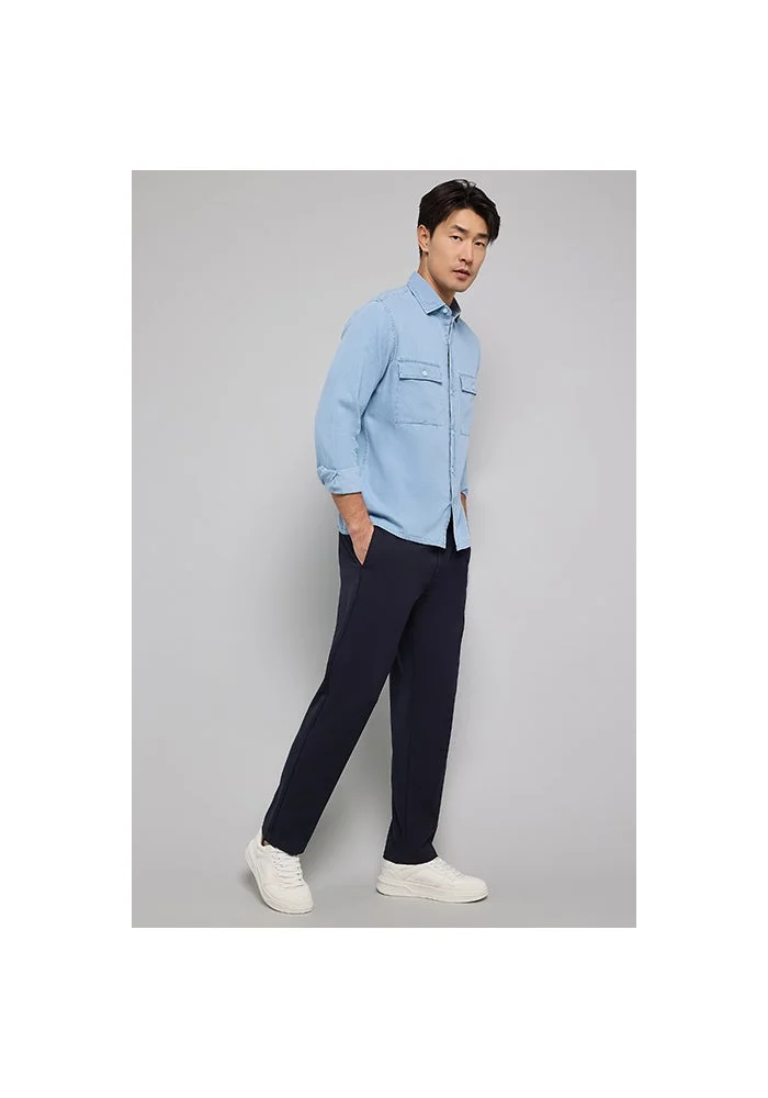 أر أند بي Solid Regular Fit Pants with Drawstring waist