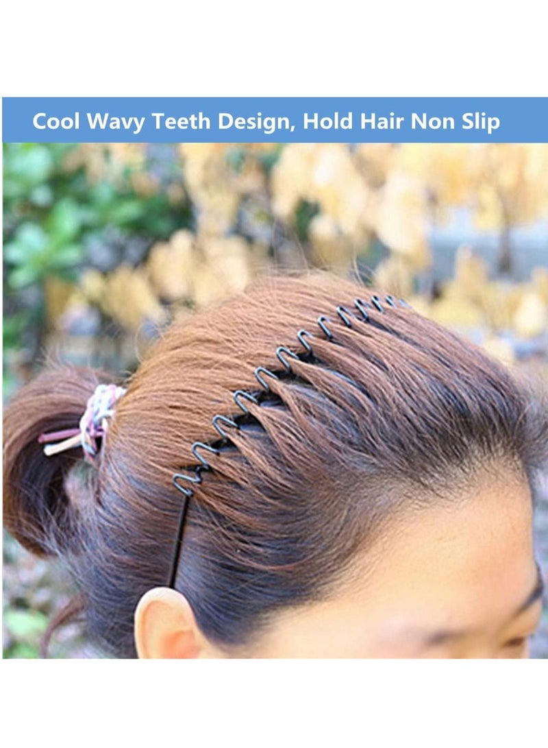 Metal Hair Band for Men Headband Women Hair Bands Men Unisex Black Wavy Spring Outdoor Sports Headbands for Men's Hair Band Hoop Elastic Non Slip Head Band - Image 4