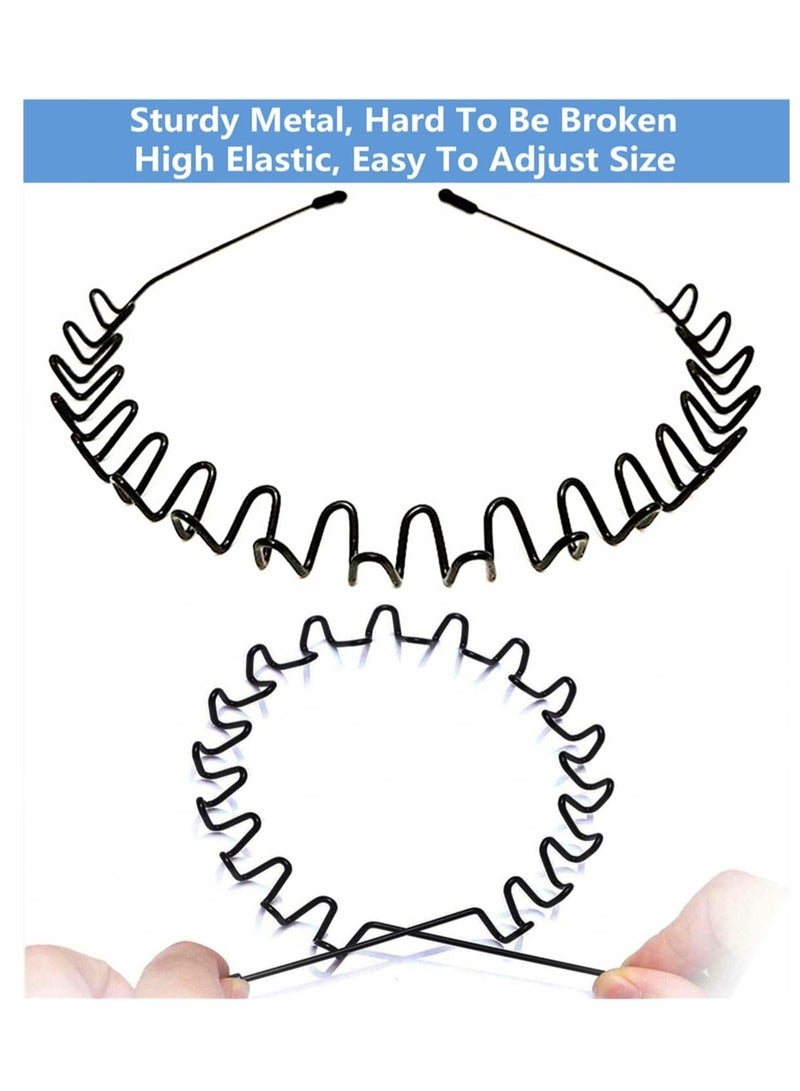 Metal Hair Band for Men Headband Women Hair Bands Men Unisex Black Wavy Spring Outdoor Sports Headbands for Men's Hair Band Hoop Elastic Non Slip Head Band - Image 2