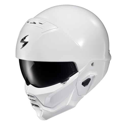ScorpionEXO Covert 2 Open Face 34 Full Mode Motorcycle Helmet Bluetooth Ready Speaker Pockets Interchangeable Mouth Cover DOT Approved Solid Gloss White XLarge - Image 1
