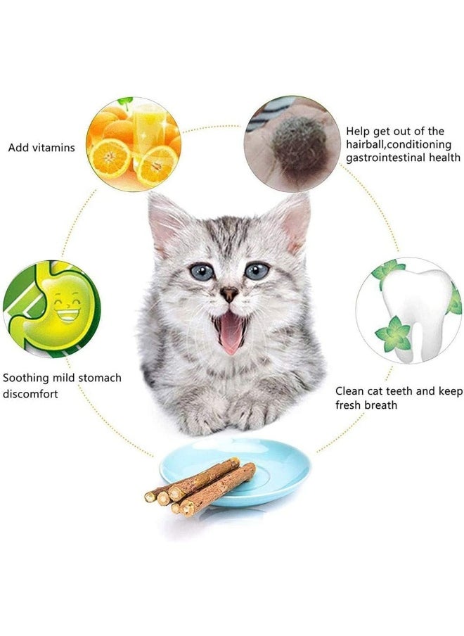 Mumoo Bear 30Pcs Cat Catnip Sticks, Cat Chew Sticks, Cat Catnip toys, Natural Matatabi Silvervine Chew Sticks, Teeth Grinding Chew toys for Cat, Dental Catnip Toys for Cat Kitten
