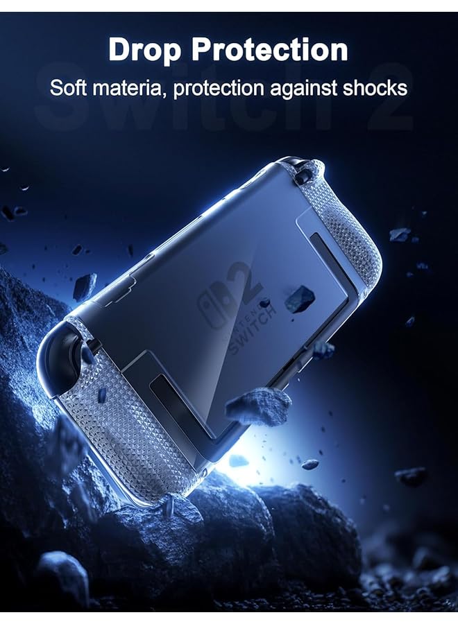 XICEN Protective Case Compatible With Nintendo Switch 2 Transparent Protective For Nintendo Switch 2 (2025) With Tpu Grip Cover Case And Thumb Caps Shock Absorption And Anti Scratch Design  - Image 5