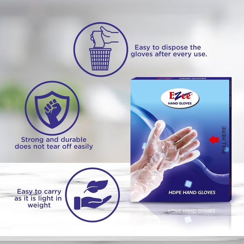 Ezee Multipurpose Disposable Hand Gloves Pack of 100 | Transparent & Disposable Gloves | Universal Size Gloves | For Gardening, Cleaning and Public Areas - Image 4