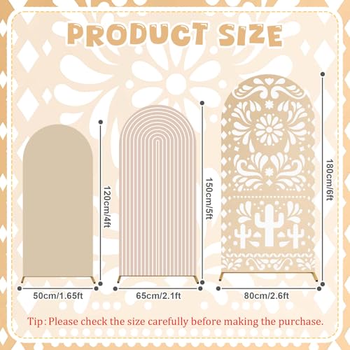 Gaiaring 3 Pcs Mexican Arch Backdrop Cover Set 4FT 5FT 6FT Backdrop Stand Cover Stretchy Arch Stand Covers for Mexican Theme Fiesta Talavera Wedding Baby Shower Birthday Party Decoration (Brown) - Image 2