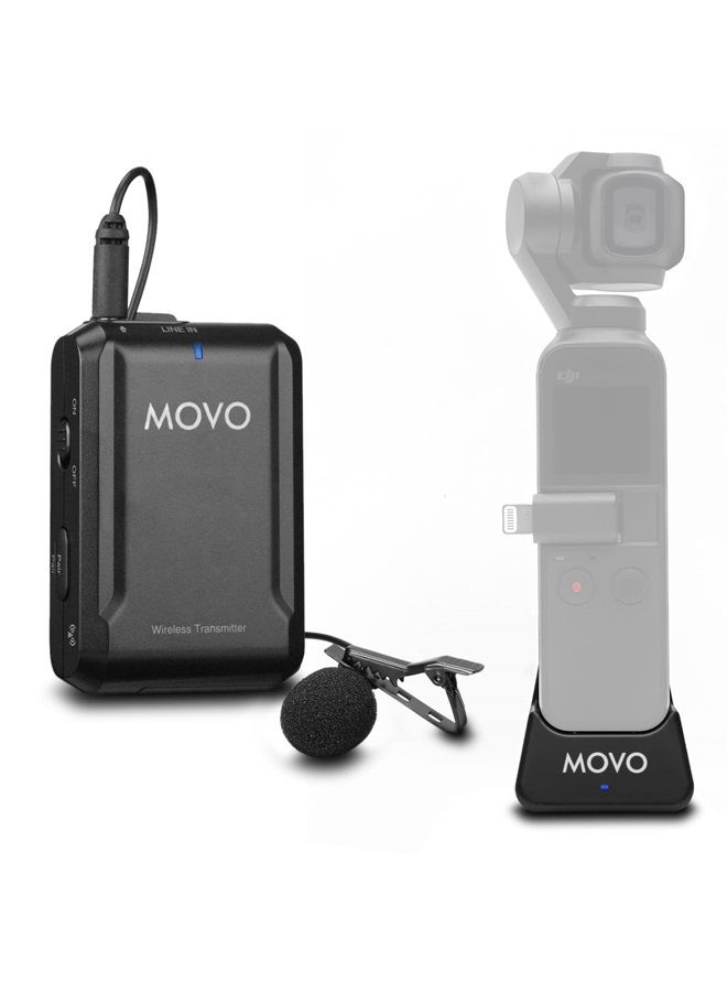 Movo Edge-OP Wireless Lavalier Microphone for Osmo Pocket 1 and 2 - Wireless Clip-on Lapel Mic, Transmitter, and Receiver Set for Video, Vlogging, Filming - Image 1