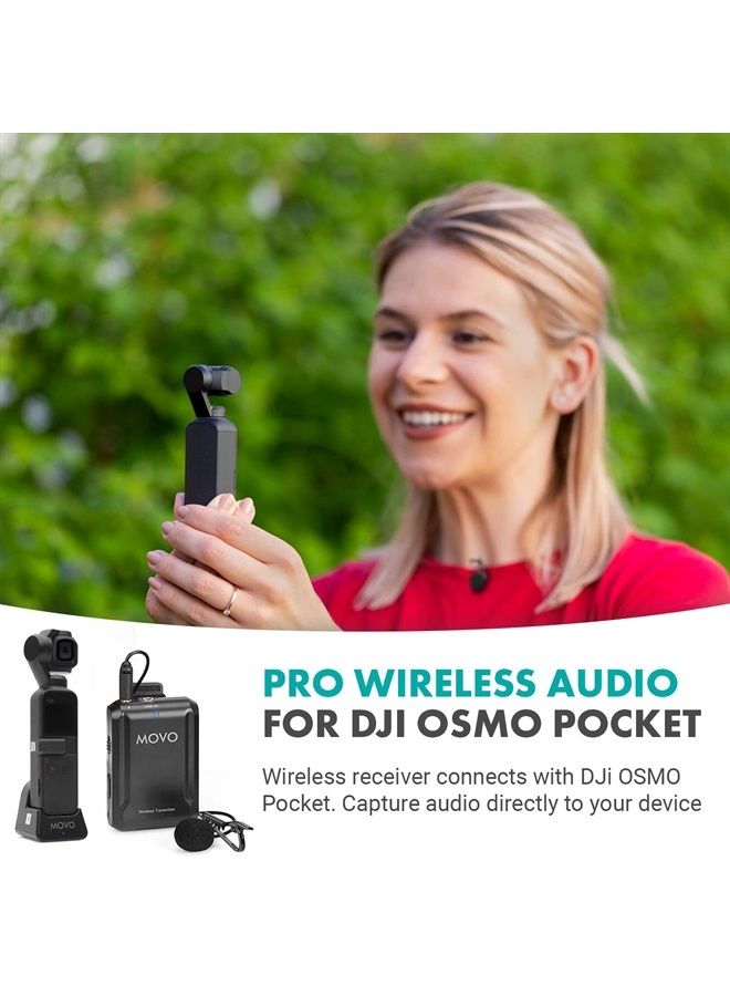Movo Edge-OP Wireless Lavalier Microphone for Osmo Pocket 1 and 2 - Wireless Clip-on Lapel Mic, Transmitter, and Receiver Set for Video, Vlogging, Filming - Image 2