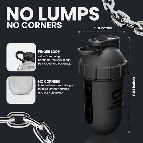 SHAKESPHERE Tumbler Protein Shaker Bottle - BPA-Free 24oz Blender Shaker Cups for Protein Shakes, Purees, Fruit, Smoothies & Pre Workout with Clear Window - Bladeless Mixer & Leak Proof - Matte Black - Image 4