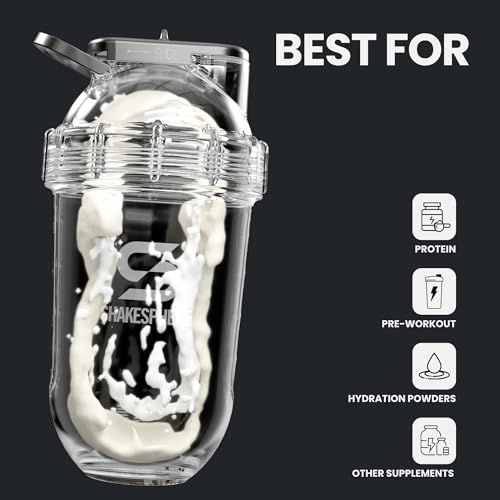 SHAKESPHERE Tumbler Protein Shaker Bottle - BPA-Free 24oz Blender Shaker Cups for Protein Shakes, Purees, Fruit, Smoothies & Pre Workout with Clear Window - Bladeless Mixer & Leak Proof - Matte Black - Image 5