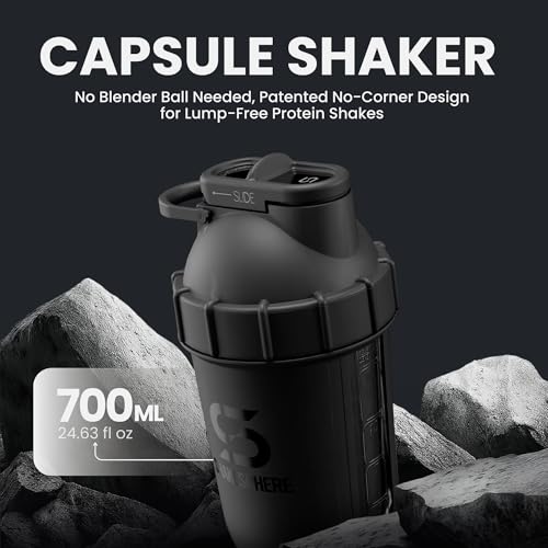 SHAKESPHERE Tumbler Protein Shaker Bottle - BPA-Free 24oz Blender Shaker Cups for Protein Shakes, Purees, Fruit, Smoothies & Pre Workout with Clear Window - Bladeless Mixer & Leak Proof - Matte Black - Image 2