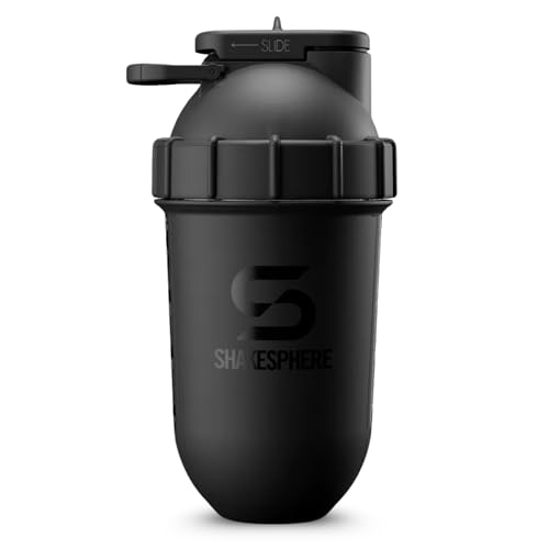 SHAKESPHERE Tumbler Protein Shaker Bottle - BPA-Free 24oz Blender Shaker Cups for Protein Shakes, Purees, Fruit, Smoothies & Pre Workout with Clear Window - Bladeless Mixer & Leak Proof - Matte Black - Image 1