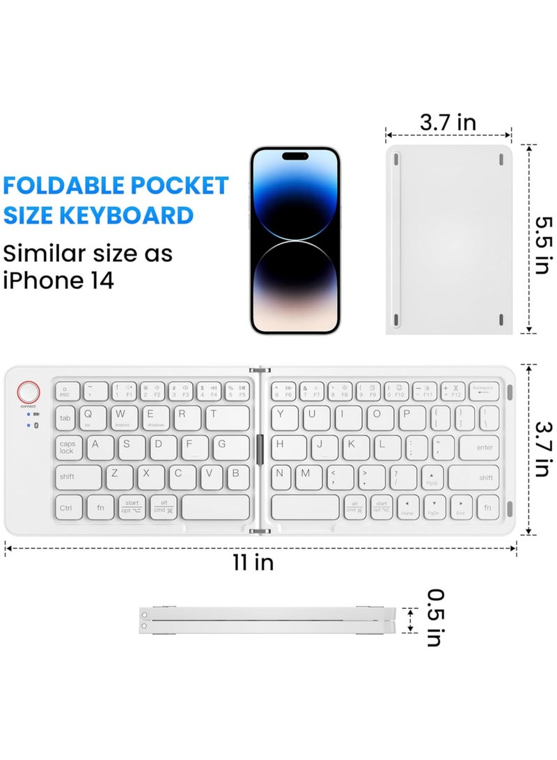 Rock Pow Mini Portable Wireless Folding Full Size Keyboard Sync Up to 3 Devices Aluminum Travel Keyboard for iPhone iPad Mac Android Windows iOS  - Image 5