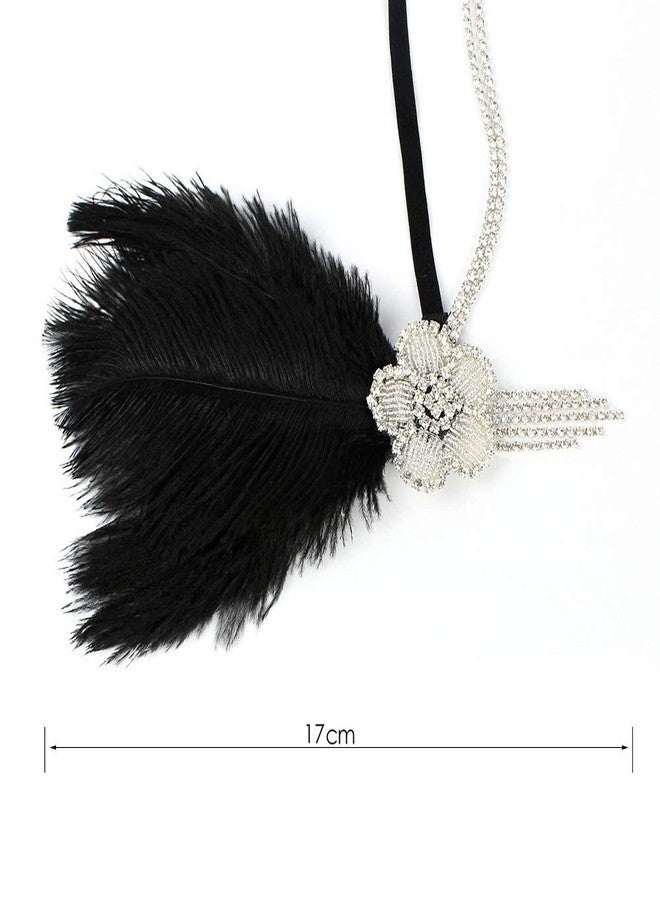 STIOEDYUAN 1920s Vintage Hairband Old Hollywood Glam Headpiece Great Gatsby Flapper Headband Elegant Crystal Rhinestone Flower Tassels (Black) - Image 5