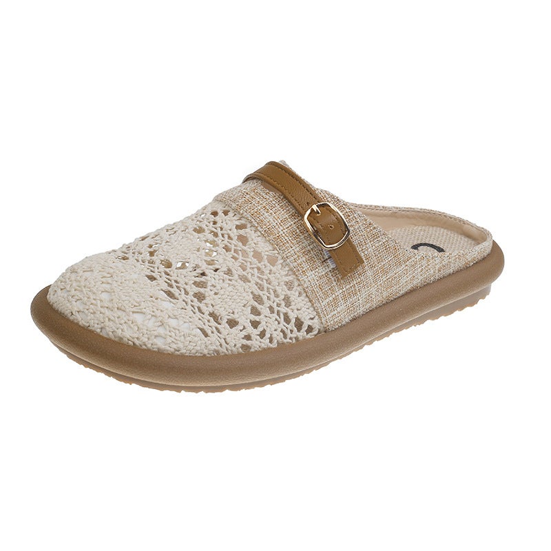 Women's Breathable Flax Slippers, Slip-On Closed Toe Birkenstock Linen Shoes, Summer Casual  Flat