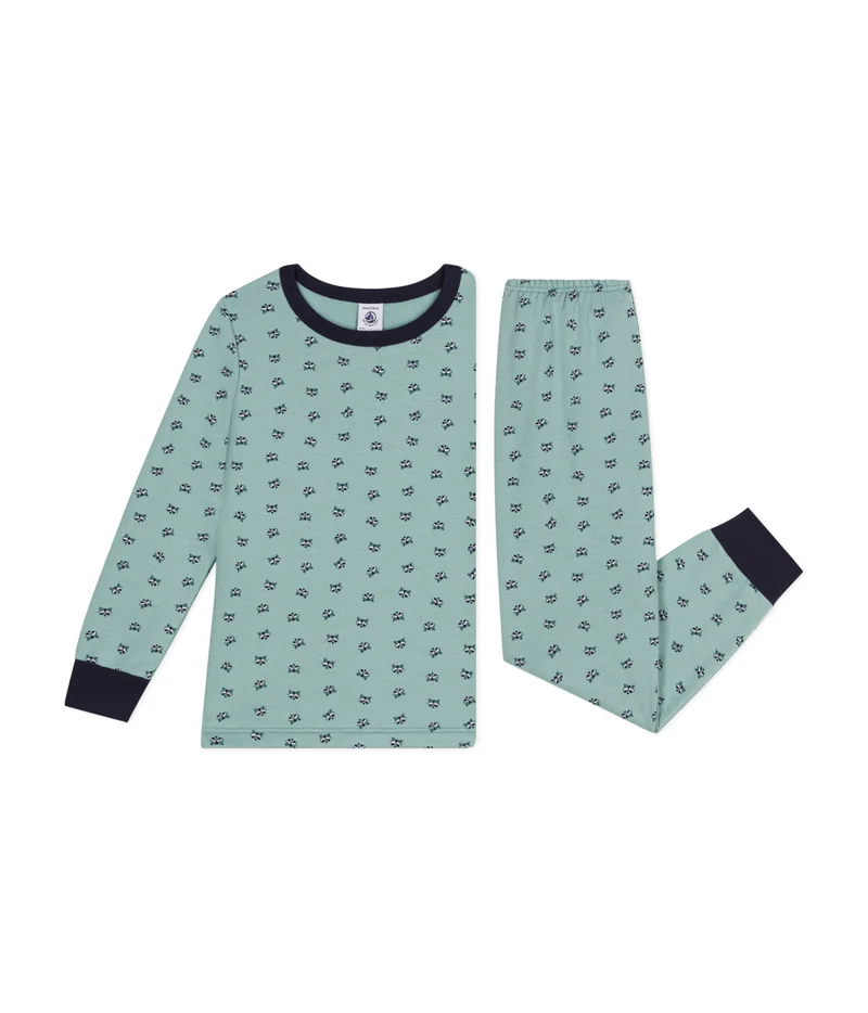 Petit Bateau Children's raccoon print brushed fleece pyjamas
