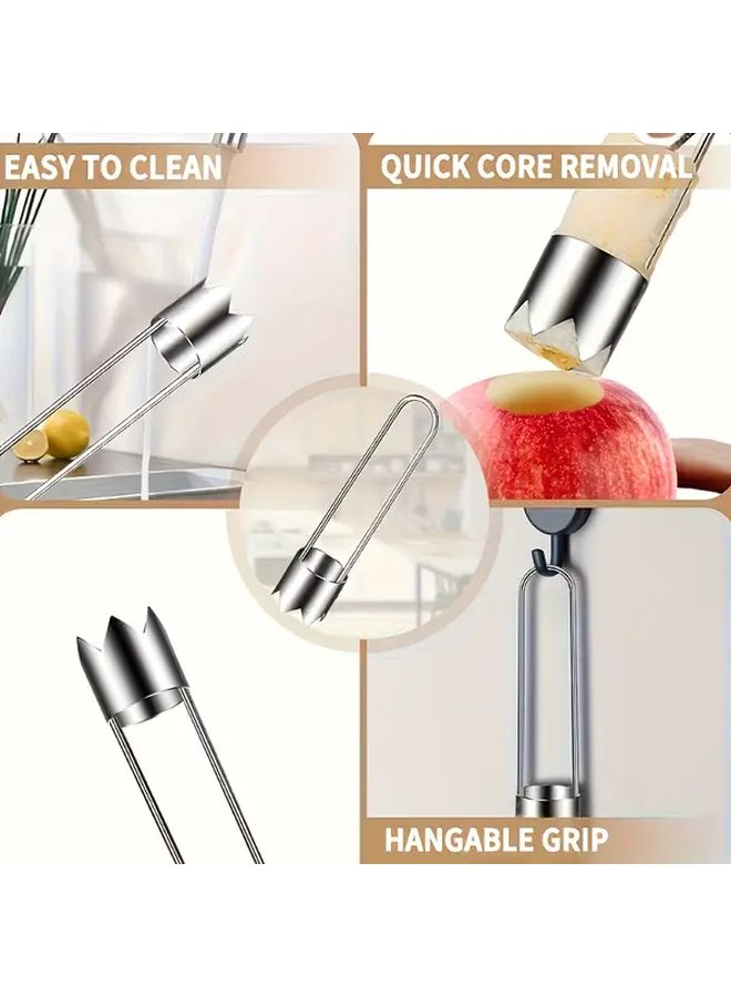 Silver Stainless Steel Fruit Core Remover Vegetable Slicer Kitchen Gadget - Image 4