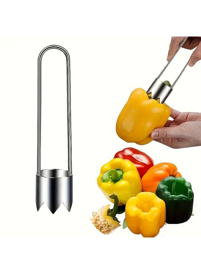 Silver Stainless Steel Fruit Core Remover Vegetable Slicer Kitchen Gadget - Image 2