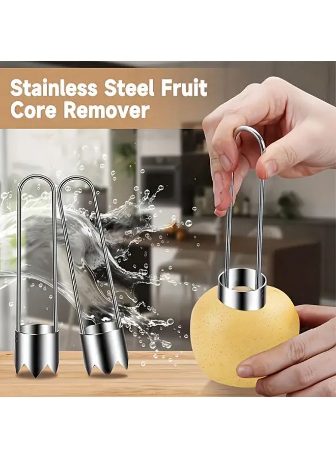 Silver Stainless Steel Fruit Core Remover Vegetable Slicer Kitchen Gadget - Image 1