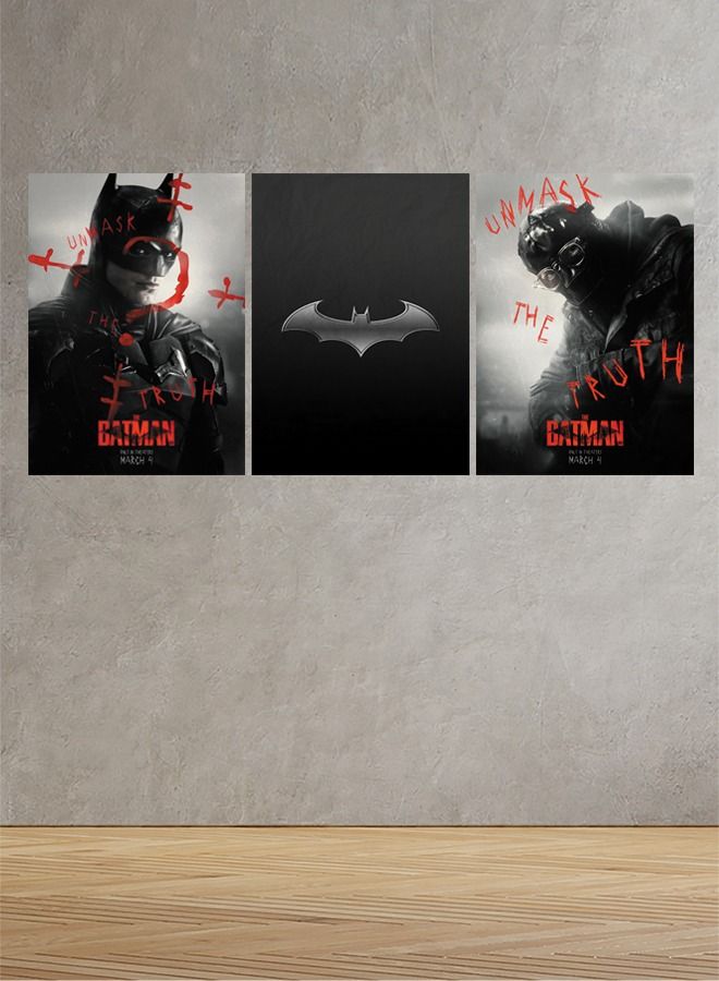 Marktna Decorative Wall Art Painting with The batman Movie Design 3 Pieces Size 120x60cm - Image 1