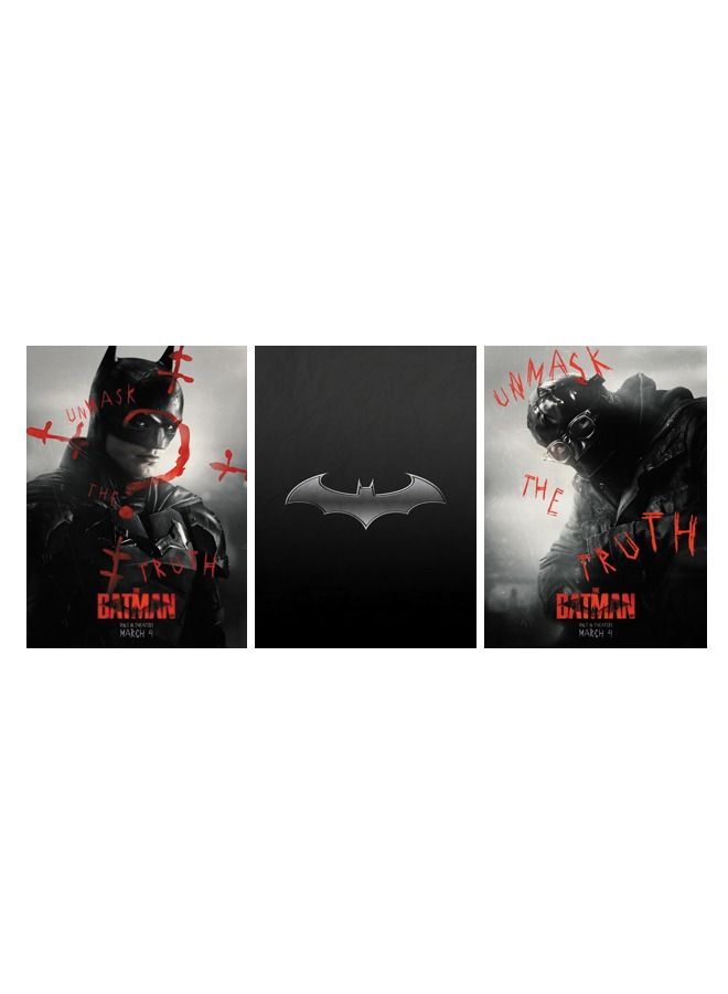 Marktna Decorative Wall Art Painting with The batman Movie Design 3 Pieces Size 120x60cm - Image 2