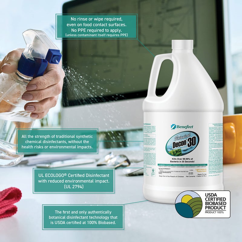 Benefect Botanical Decon 30 Disinfectant Cleaner - All Natural Formula for Effective Cleaning Power - Ideal for Restoration Jobs & Water Damage - 20476 - 1 Gallon - Image 4