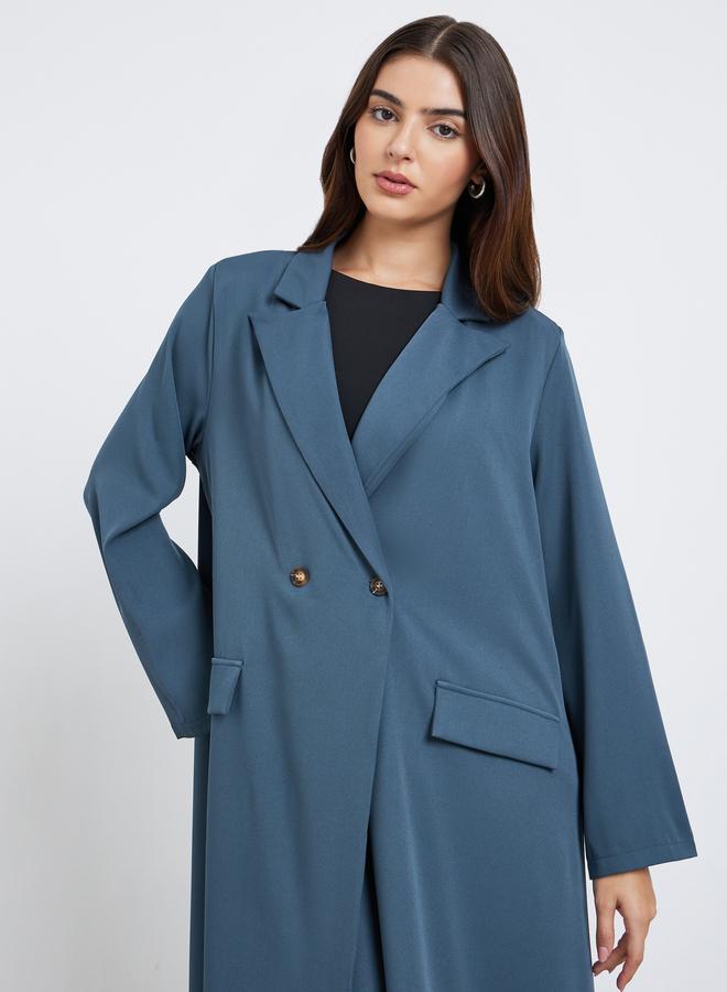 Amirah Women Notch Lapel Abaya with Mock Flap - Image 2