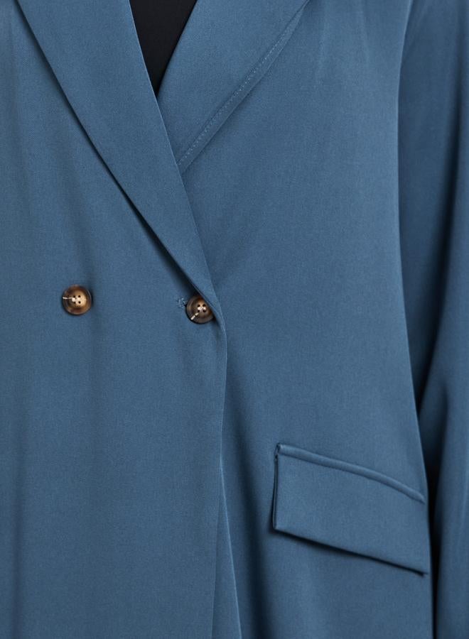 Amirah Women Notch Lapel Abaya with Mock Flap - Image 3