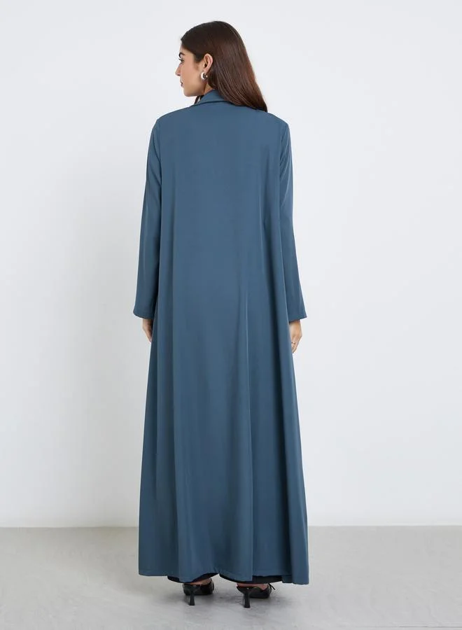 Amirah Women Notch Lapel Abaya with Mock Flap