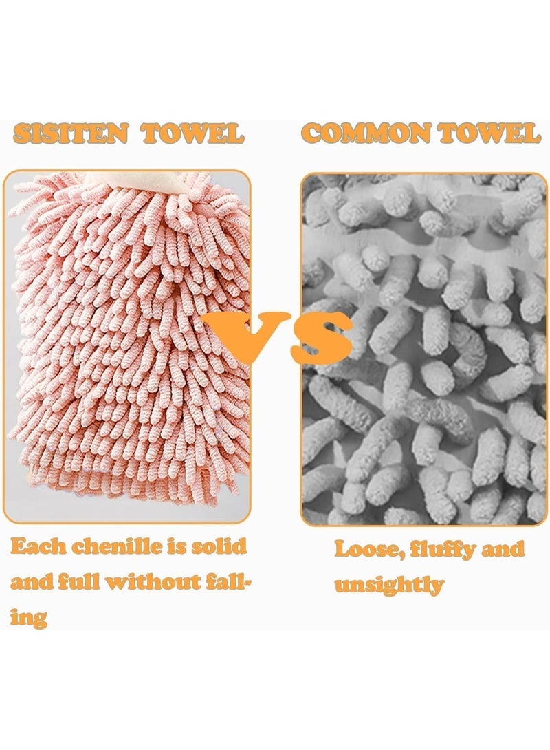Chenille Hand Towels, Hanging Hand Drying Towel with on Loop, Funny Hedgehog Hand Towel, for Bathroom, Kitchen and Bedroom, 2 Packs - Image 3
