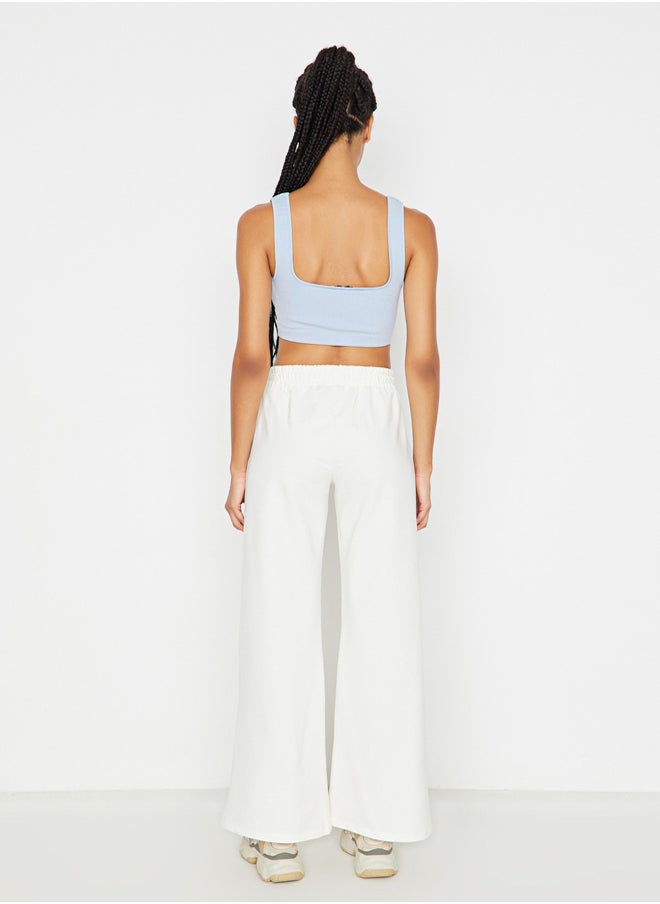 trendyol Ecru Wide Leg Thin Knitted Sports Sweatpants TWOAW22EA0053  - Image 5