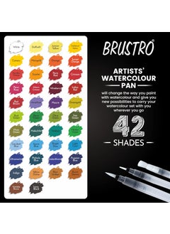 BRUSTRO BRUSTRO Artists Watercolour Travel Pan Set of 42 Colours | Foldable, Rich Pigment, Vibrant Colors, Ideal for Plein Air Painting, Professional Use, Fine Art Students (Includes Mixing Palette)  - Image 4