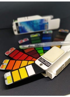 BRUSTRO BRUSTRO Artists Watercolour Travel Pan Set of 42 Colours | Foldable, Rich Pigment, Vibrant Colors, Ideal for Plein Air Painting, Professional Use, Fine Art Students (Includes Mixing Palette)  - Image 5