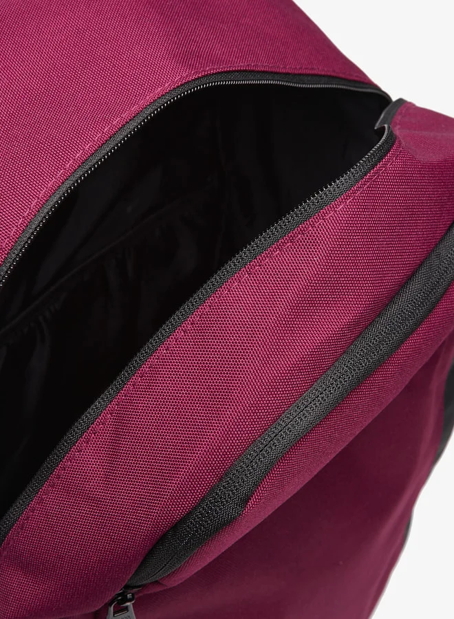 Kappa Men Logo Print Backpack with Adjustable Handles and Zip Closure