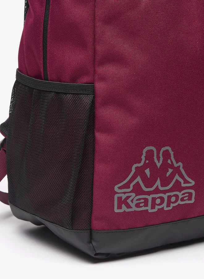 Kappa Men Logo Print Backpack with Adjustable Handles and Zip Closure