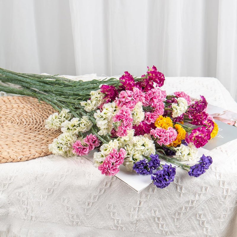 Briful 5PCS Statice Artificial Flowers Bouquets, 25'' Long Stems Carnation Fake Flowers Sprays, Real Touch Faux Silk Flowers for Mother's Day Home Farmhouse Wedding Vase Centerpieces Decor,Pink - Image 3
