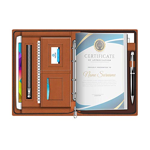 FEDUS Multipurpose Mens & Womens Leatherette Professional File Folders for Certificates, Documents Holder, Document Bag, Portfolio, Executive File Legal Size Documents Holder with 20 Leafs Brown - Image 4