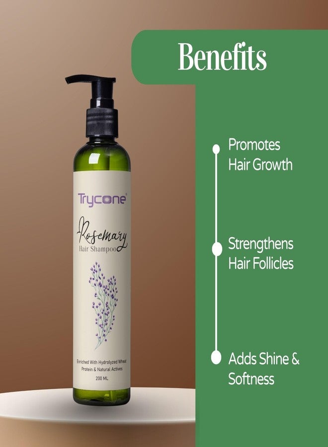 Trycone Rosemary Hair Shampoo with Hydrolyzed Wheat Protein, Hibiscus & Natural Actives | Controls Hair Fall, Reduces Dandruff & Promotes Hair Growth - 200 ml - Image 3