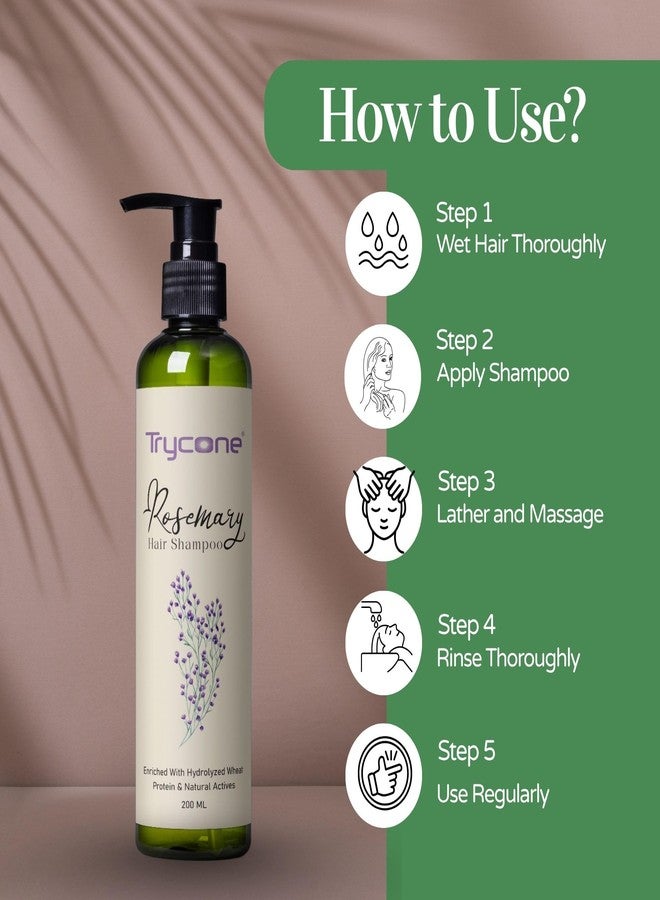 Trycone Rosemary Hair Shampoo with Hydrolyzed Wheat Protein, Hibiscus & Natural Actives | Controls Hair Fall, Reduces Dandruff & Promotes Hair Growth - 200 ml - Image 4