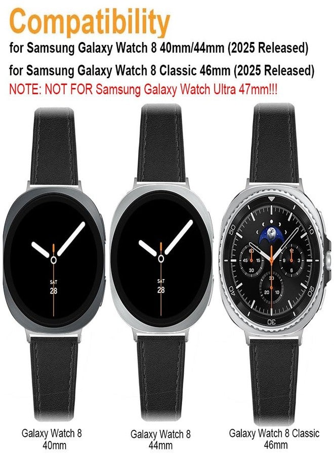 Sankel Compatible for Samsung Galaxy Watch 8 40mm 44mm/Watch 8 Classic Bands Leather, Women Men Genuine Leather Sport Replacement Strap Adjustable Wristbands Band for Galaxy Watch 8/8 Classic, Black - Image 2