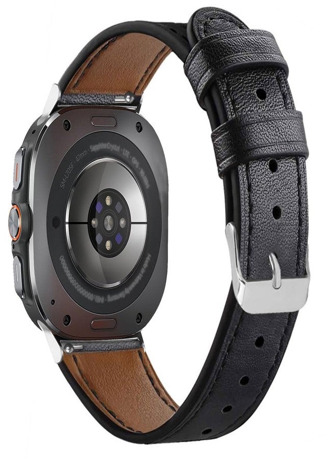Sankel Compatible for Samsung Galaxy Watch 8 40mm 44mm/Watch 8 Classic Bands Leather, Women Men Genuine Leather Sport Replacement Strap Adjustable Wristbands Band for Galaxy Watch 8/8 Classic, Black - Image 3