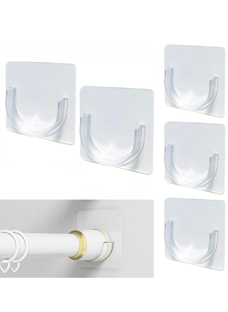 6pcs Shower Rod Holder,  Tension Curtain Rod Bracket No Drilling, Adhesive Shower Rod Retainer Shower Curtain Rod Holder | Shower Curtain Rod not Included  - Image 1