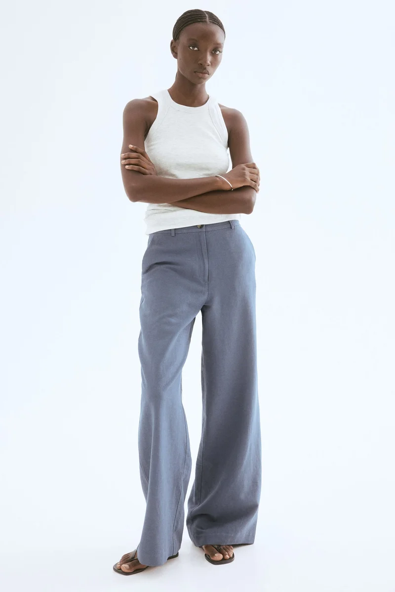 H&M Wide linen-blend trousers