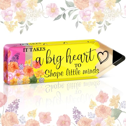 Perthlin Best Teacher Appreciation Gifts for Women Thank You Teacher Gifts from Student Graduation End of Year Acrylic Present for Office Desk Paperweight Keepsake DecorPencil - Image 1