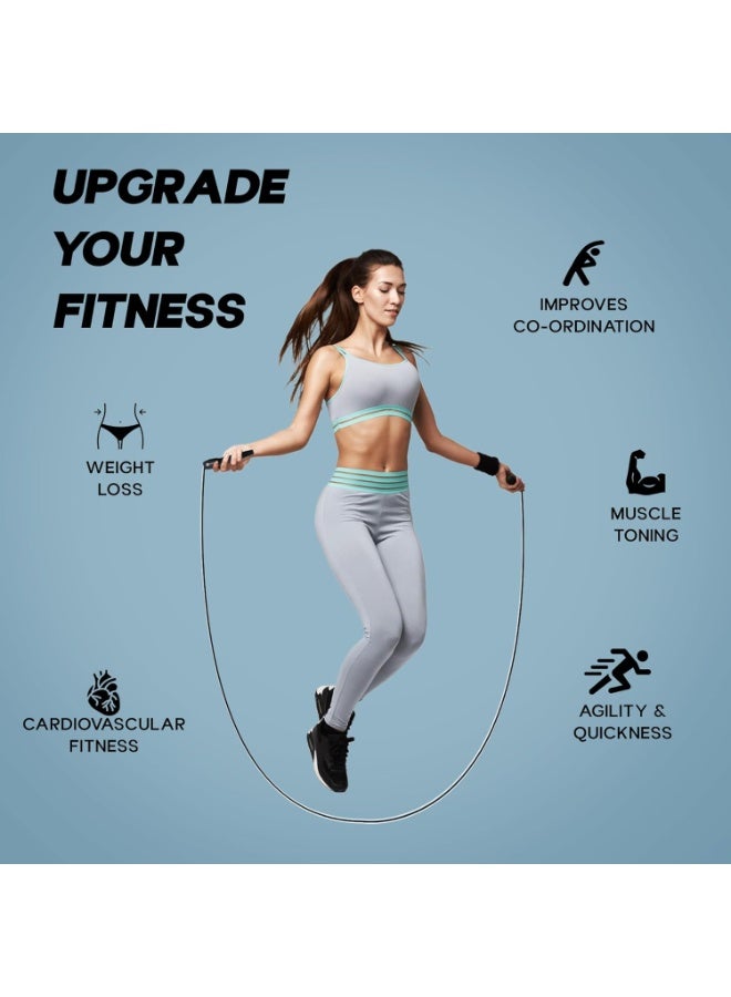 كونيكس حبل قفز للرجال والنساء | حبل رياضي لللياقة البدنية والتدريب في المنزل والصالة الرياضية (أسود) - Image 4