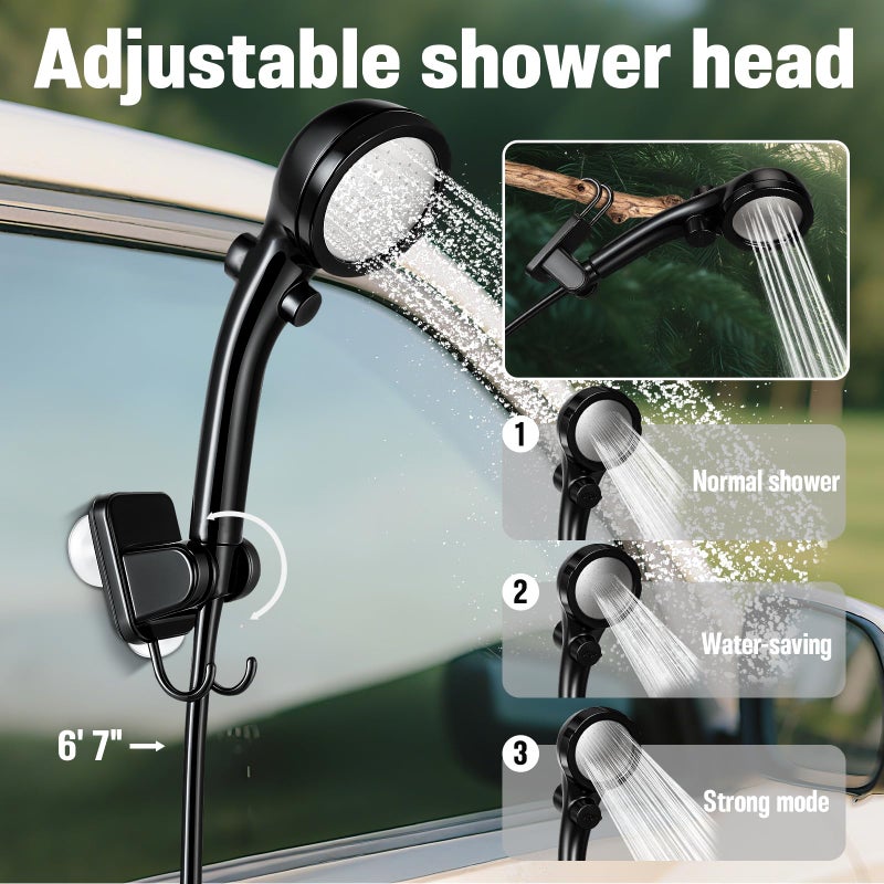 Goody King Portable Camping Shower, 6000mah Rechargeable Portable Shower Pump, Large Capacity Foldable Bucket, Filtered Shower Head, Outdoor Shower for Camping, Hiking, RV, Pet Bath, Car Wash, Water Plant - Image 4