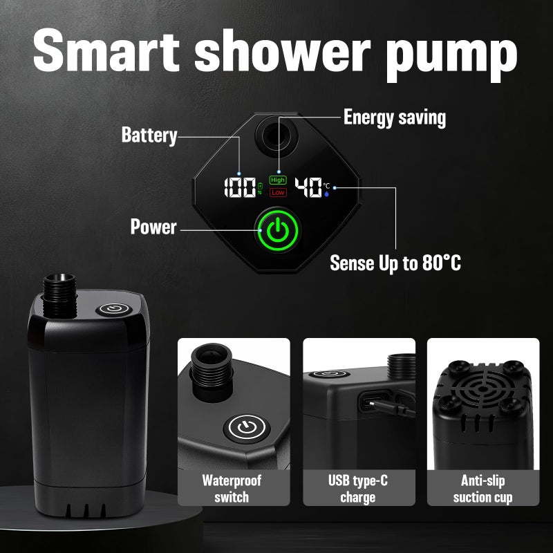 Goody King Portable Camping Shower, 6000mah Rechargeable Portable Shower Pump, Large Capacity Foldable Bucket, Filtered Shower Head, Outdoor Shower for Camping, Hiking, RV, Pet Bath, Car Wash, Water Plant - Image 2