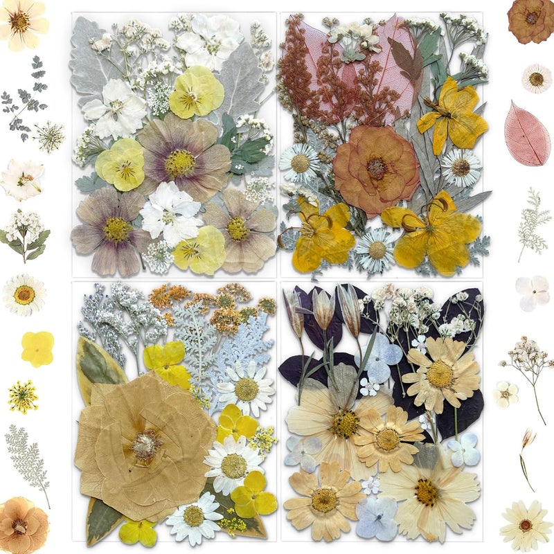 MIKIYA 90Pcs Dried Pressed Flowers for Resin Molds, Vintage White Bulk Real Natural Dry Floral for DIY Art Crafts, Epoxy Jewelry, Candle, Soap Making, Nails Decor, Phone Case - Image 1